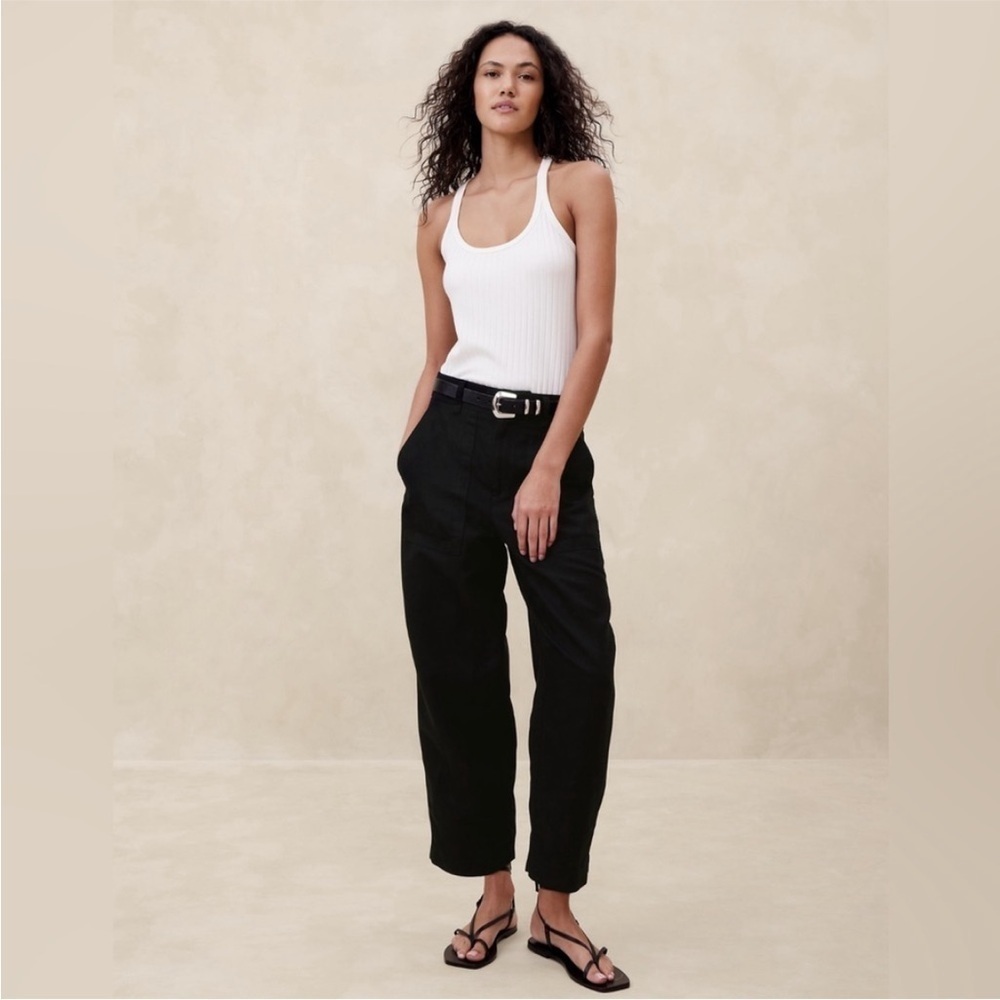 NWT! Banana Republic Black Mya Cotton-Linen Pant - Multiple🩵